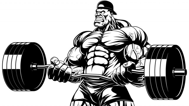 Muscular old men weightlifting bw free wallpaper for desktop - medium preview image