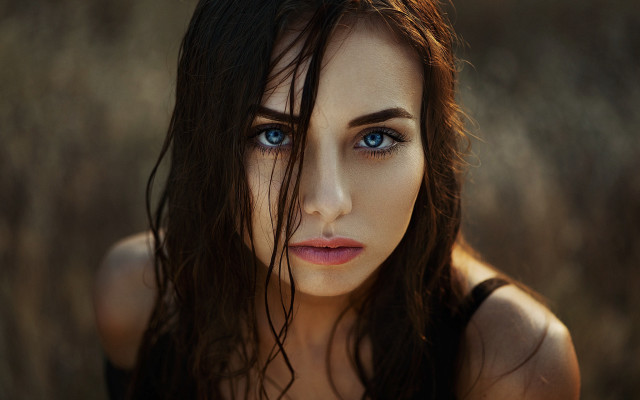 Woman blueeyes longhair field gothic free wallpaper for desktop - medium preview image