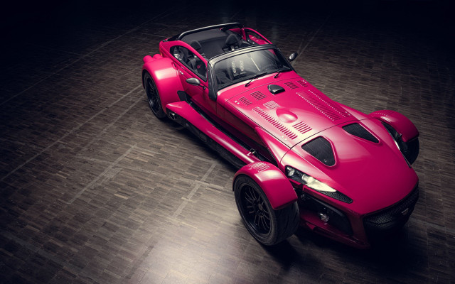 Pink sports car wooden floor free wallpaper for desktop - medium preview image