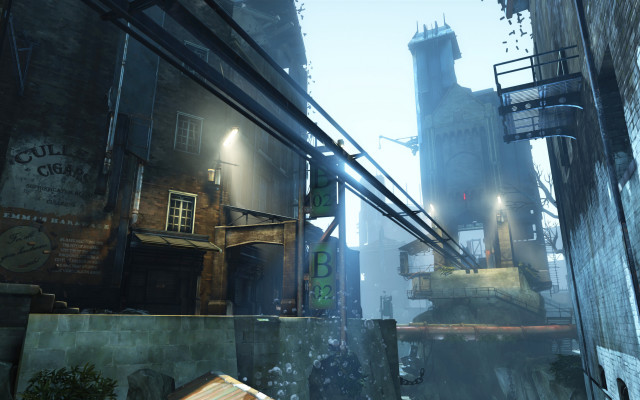 City street clock tower neon free wallpaper for desktop - medium preview image