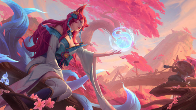 Woman white dress blue ball free wallpaper for desktop - medium preview image