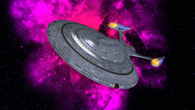Spaceship galaxy purple pink stars free wallpaper for desktop - medium preview image