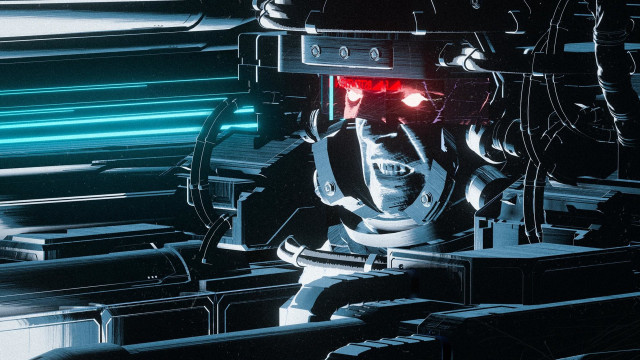 Robot red eyes black helmet free wallpaper for desktop - medium preview image