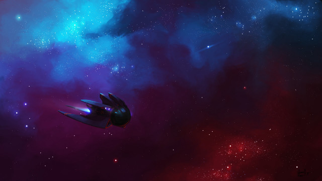 Galaxy spacecraft stars clouds anton free wallpaper for desktop - medium preview image