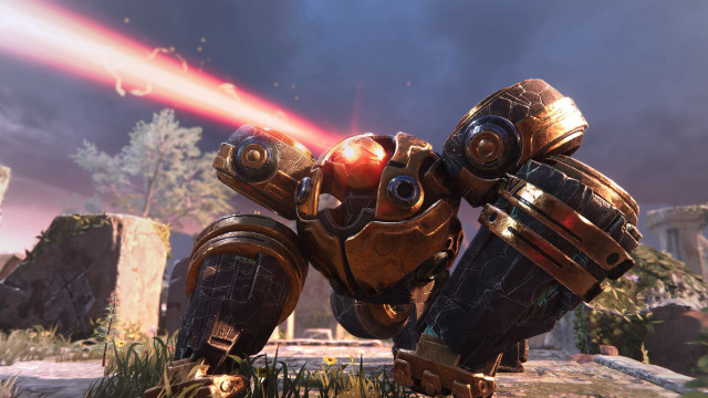 Robot red light battle scene free wallpaper for desktop - medium preview image