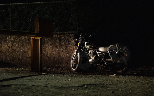 Motorcycle fence night cross road free wallpaper for desktop - medium preview image