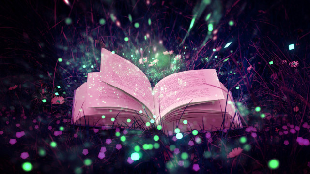 Magical realism open book grass free wallpaper for desktop - medium preview image
