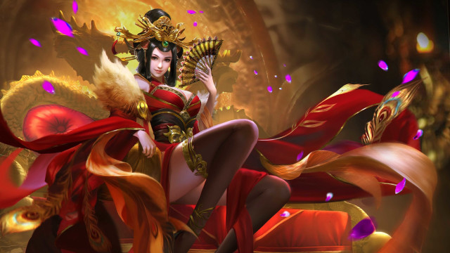 Red gold costume fan crown free wallpaper for desktop - medium preview image