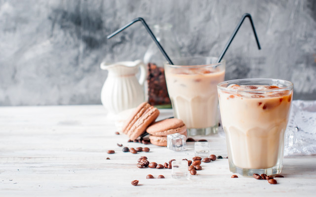 Coffee glasses milk cookies plate free wallpaper for desktop - medium preview image