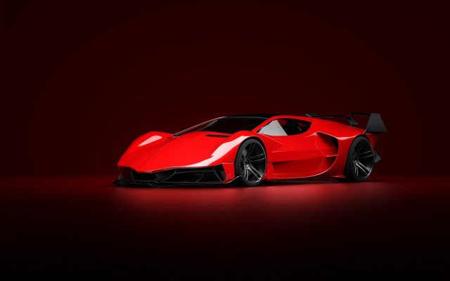 Red sports car dark room #63 free wallpaper for desktop - medium preview image