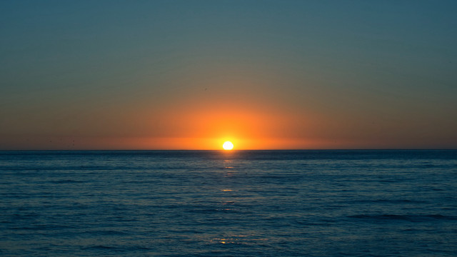 Sunset ocean boat bird moon #4 free wallpaper for desktop - medium preview image