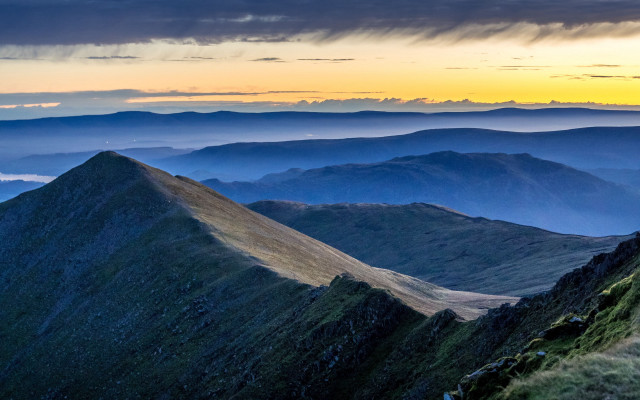 Mountain hills sunset clouds nature free wallpaper for desktop - medium preview image