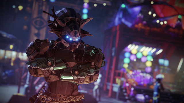 Futuristic robot neon city night free wallpaper for desktop - medium preview image