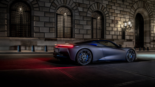 Car building night red tail free wallpaper for desktop - medium preview image