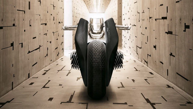 Motorcycle narrow room wooden walls free wallpaper for desktop - medium preview image