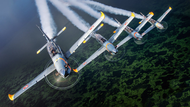 Fighter jets sky ocean land free wallpaper for desktop - medium preview image