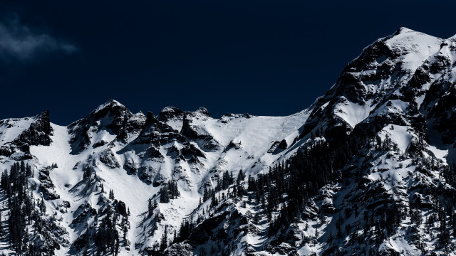 Snowy mountain blue sky trees #2 free wallpaper for desktop - medium preview image