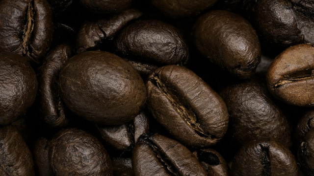 Coffee beans brown background hyperrealism free wallpaper for desktop - medium preview image