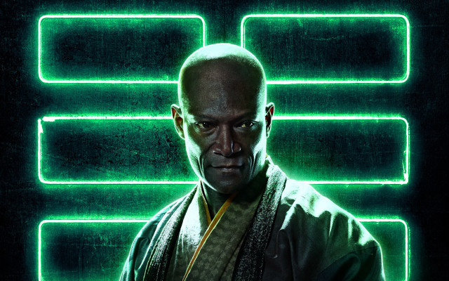 Green jacket neon astronaut cyberpunk free wallpaper for desktop - medium preview image