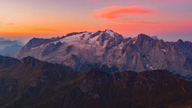 Mountain range pink sky plane #3 free wallpaper for desktop - medium preview image