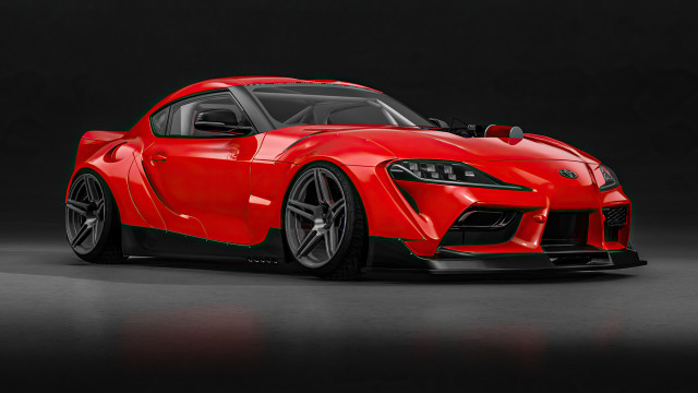 Red sports car digital render free wallpaper for desktop - medium preview image