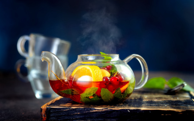 Tea pot fruit cups spoon free wallpaper for desktop - medium preview image