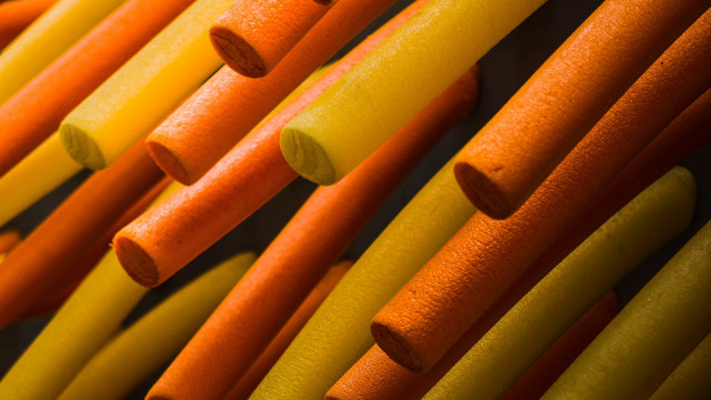 Orange yellow sticks store wall free wallpaper for desktop - medium preview image