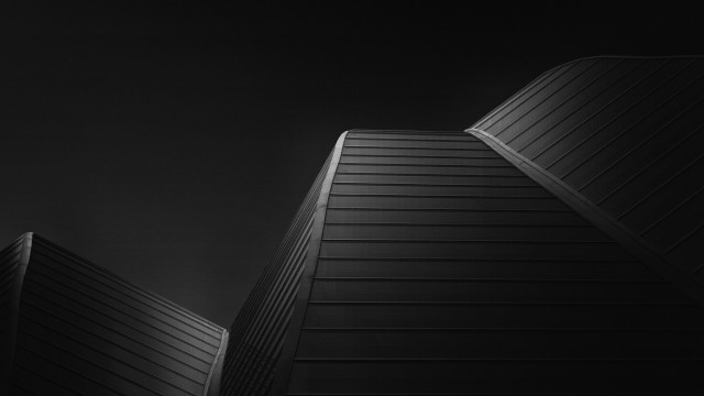 Black white building clock sky free wallpaper for desktop - medium preview image