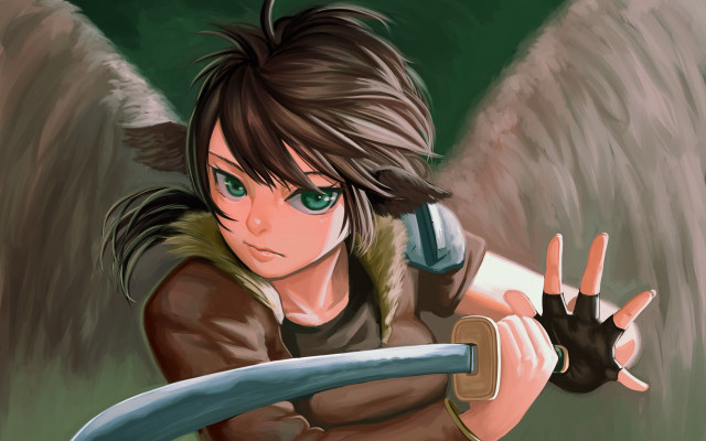 Cartoon angel sword knife wings free wallpaper for desktop - medium preview image
