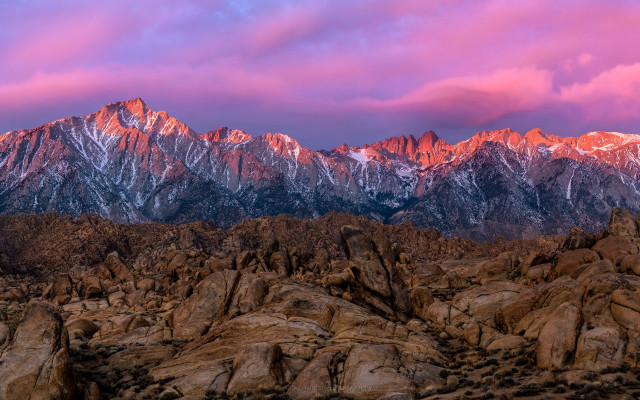 Mountain range pink sky clouds #8 free wallpaper for desktop - medium preview image