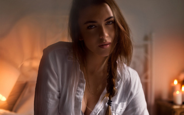 Woman braid bed bedroom candles free wallpaper for desktop - medium preview image