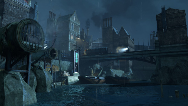 City bridge river night boat free wallpaper for desktop - medium preview image