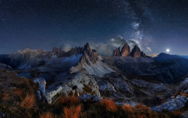 Night sky mountains stars aurora #2 free wallpaper for desktop - medium preview image