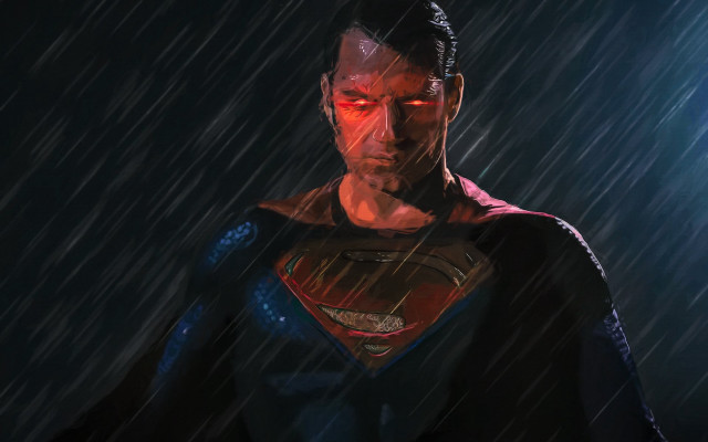 Superman rain storm digital painting free wallpaper for desktop - medium preview image