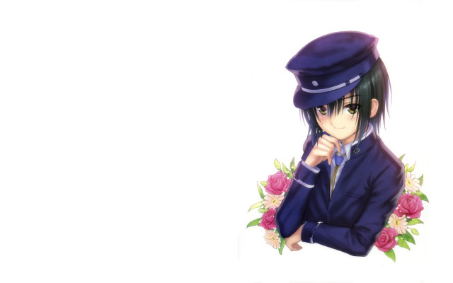 Man blue suit hat flowers #2 free wallpaper for desktop - medium preview image