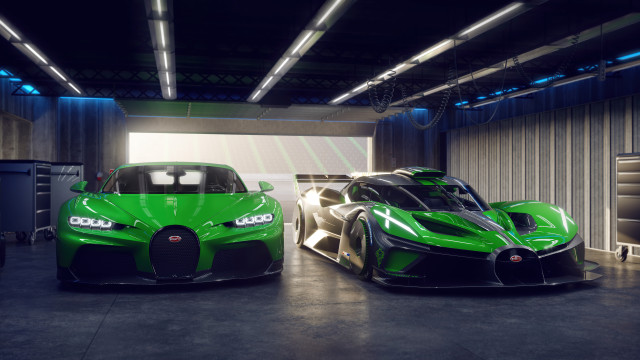 Green sports cars garage 3d free wallpaper for desktop - medium preview image