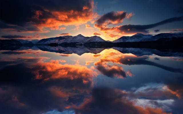 Mountain reflection sunset colorful sky #10 free wallpaper for desktop - medium preview image