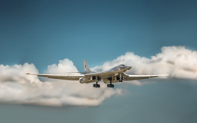 Plane clouds landinggear military blue free wallpaper for desktop - medium preview image