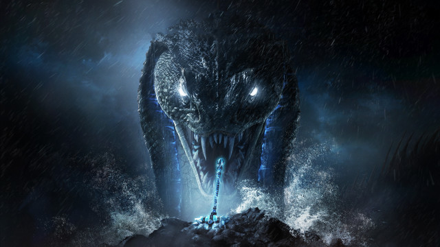Monster glowing eyes dark water free wallpaper for desktop - medium preview image
