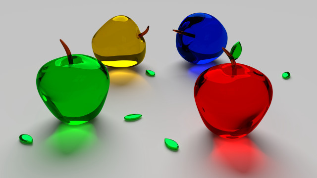 Three apples different colors shapes free wallpaper for desktop - medium preview image