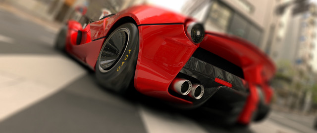 Red sports car street building #3 free wallpaper for desktop - medium preview image