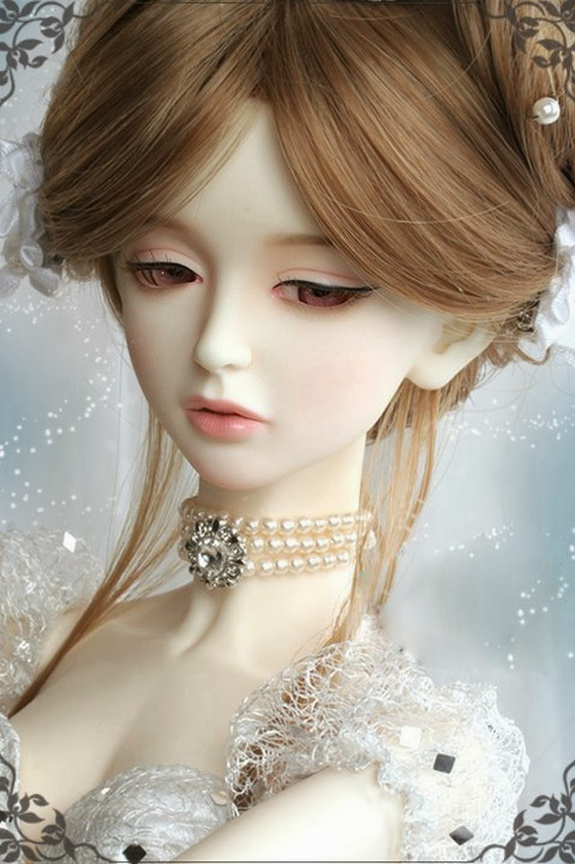 Doll white dress pearls lace free wallpaper for mobile - medium preview image
