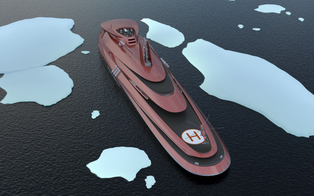 Red boat water ice snow free wallpaper for desktop - medium preview image