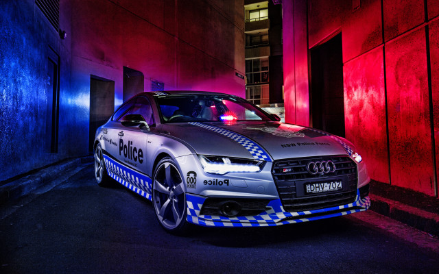 Police car dark alley night #2 free wallpaper for desktop - medium preview image