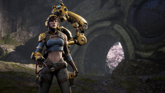 Woman futuristic suit cave robot free wallpaper for desktop - medium preview image