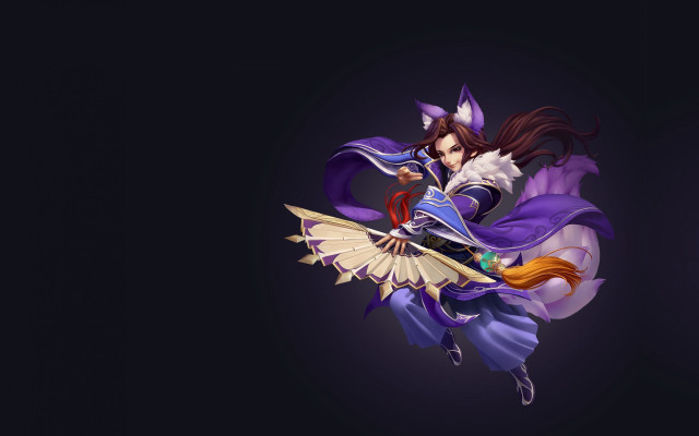 Purple dress woman sword fan free wallpaper for desktop - medium preview image