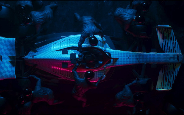 Futuristic vehicle red blue hologram free wallpaper for desktop - medium preview image