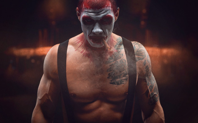 Creepy man fire portrait cross free wallpaper for desktop - medium preview image