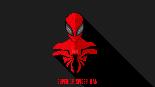 Spiderman red suit long shadow free wallpaper for desktop - medium preview image