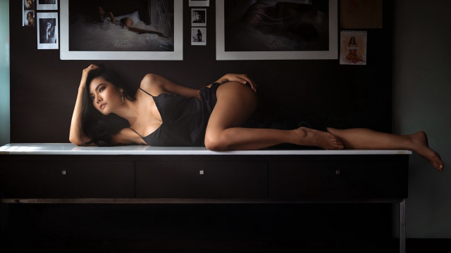 Woman laying table art photography free wallpaper for desktop - medium preview image